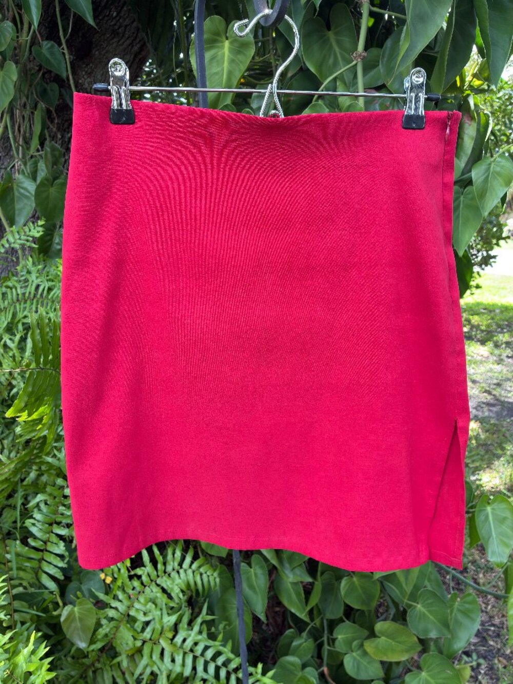 Red Stretch Pencil Mini Skirt